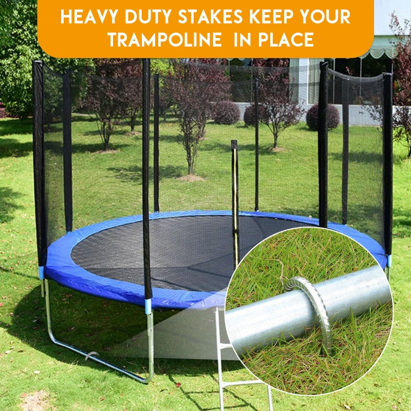 synoratory Trampoline Stakes Anchors High Wind Heavy Duty 12inch Trampoline Anchor Kit U Type Sharp Ends Safety Ground Anchor Galvanized Steel for Soccer Goals, Camping Tents (8Pcs, Silver) - Image 3